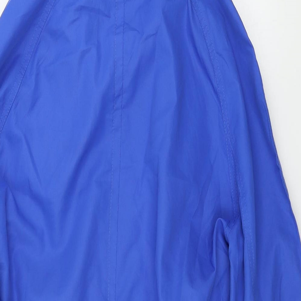 Brand and care label for Denim & Co. men’s blue parka coat, size XS