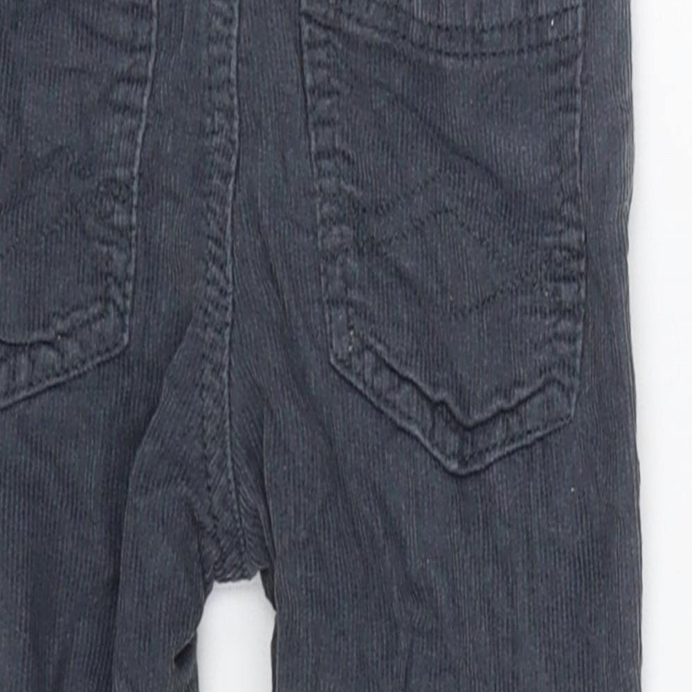 Brand and care label for Denim & Co. boys’ grey cargo jeans, size 12-18, months