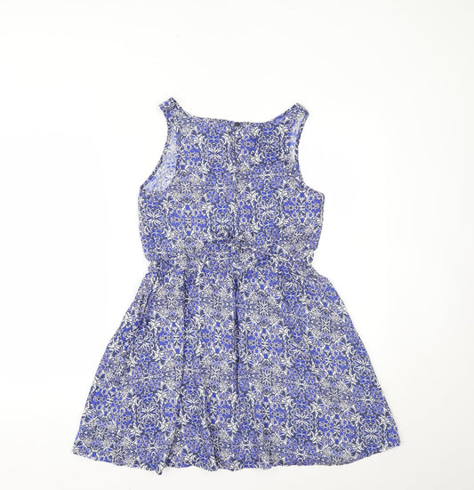 Papaya Womens Blue Floral Fit & Flare Size 10