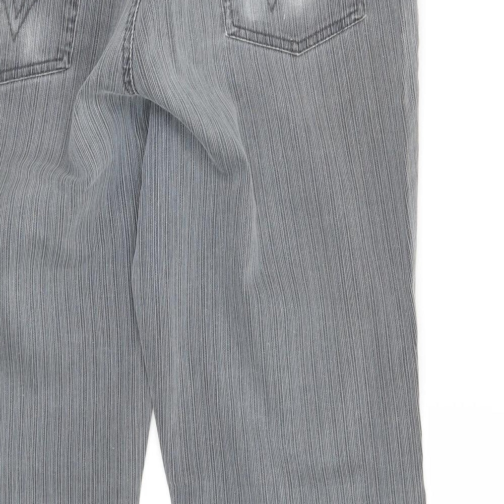 Brand and care label for Papaya women’s grey straight jeans, size UK 14, 26-inch leg