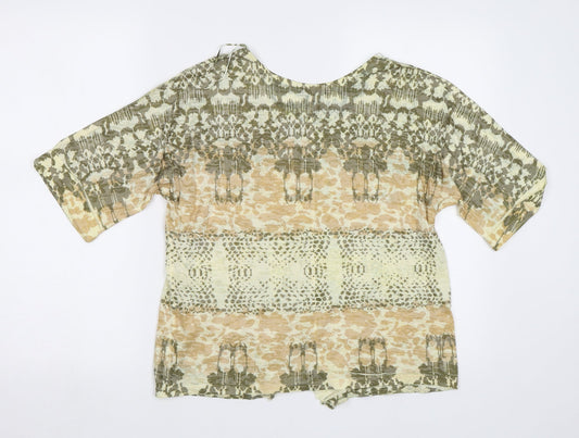 Claudia C Womens Green Geometric Basic Blouse Size S