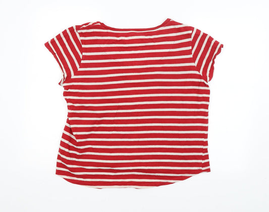 Escape Reality Womens Multicoloured Striped Basic T-Shirt Size 12