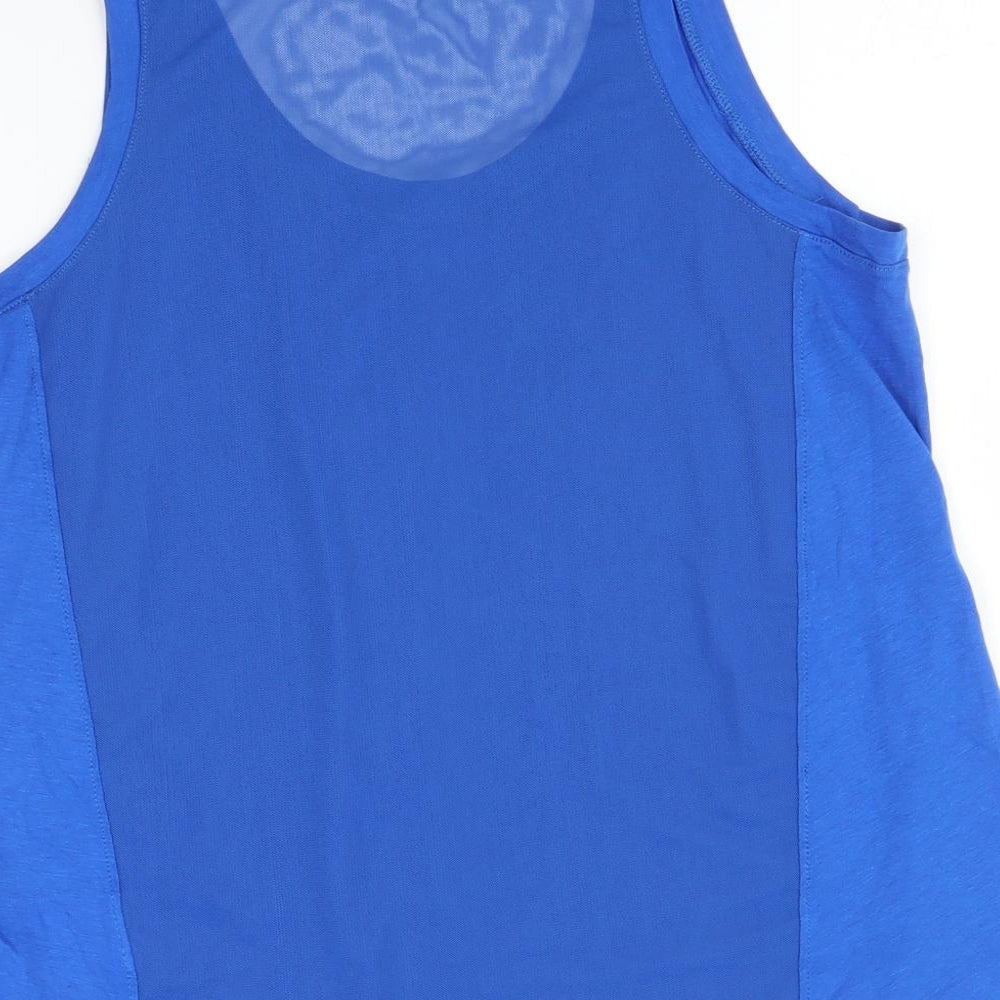 Brand and care label for Crivit women’s blue tank, size S
