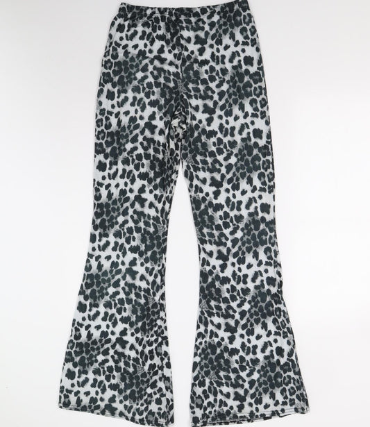 Prety Little Thing Womens Grey Animal Print Sweatpants Trousers Size 12 L33 in