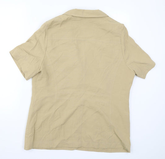 Country Casuals Womens Beige Basic Button-Up Size M