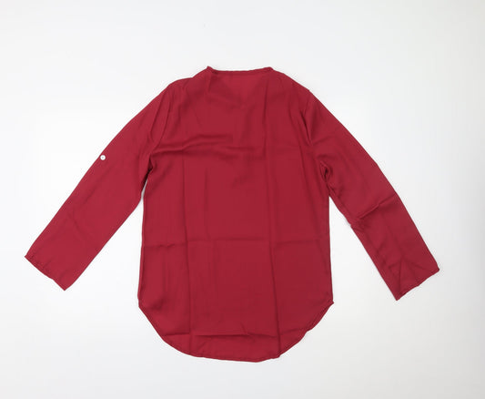 Preworn Womens Red Basic Blouse Size L