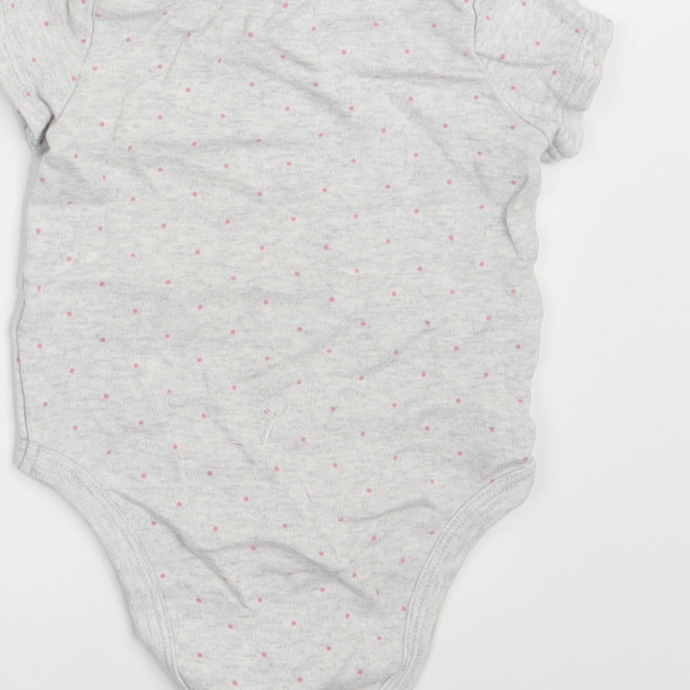 Brand and care label for Little Me Baby Grey Polka Dot Basic T-Shirt, size 9-12, Months
