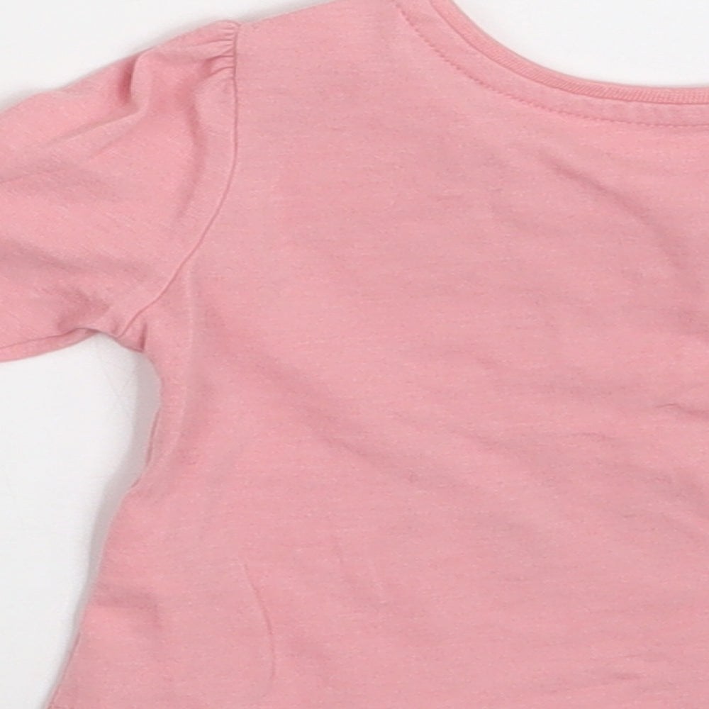 Primark Girls Pink Basic T-Shirt Size 3-6 Months - Smiles for daddy