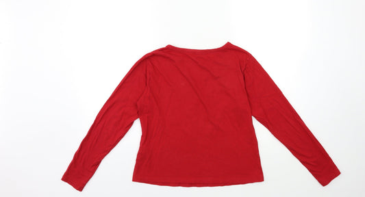 New Look Womens Red Basic T-Shirt Size XS - AVO MERRY CHRISTMAS