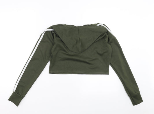 PRETTYLITTLETHING Womens Green Pullover Hoodie Size S - cropped