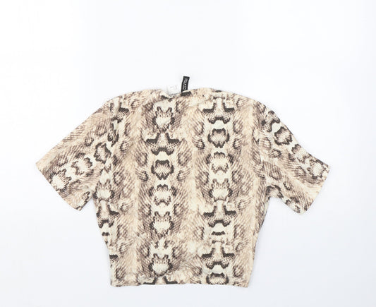 H&M Womens Brown Animal Print Cropped T-Shirt Size S