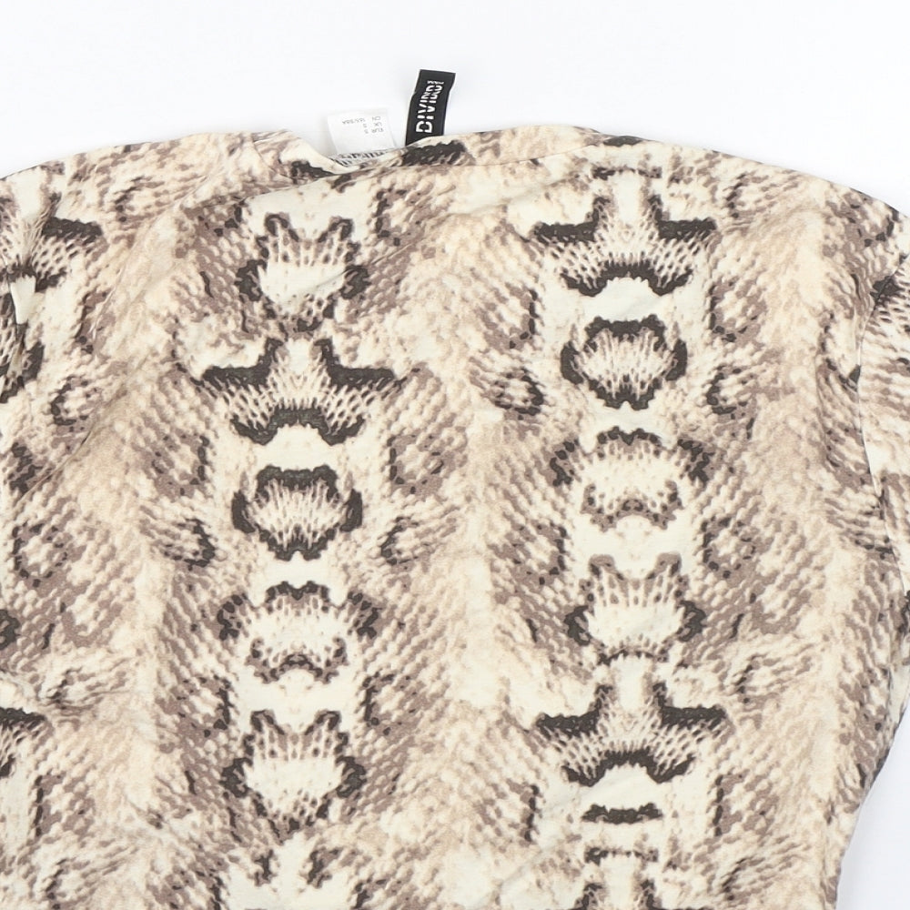 H&M Womens Brown Animal Print Cropped T-Shirt Size S
