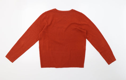 Matalan Womens Orange Knit Pullover Sweatshirt Size 14