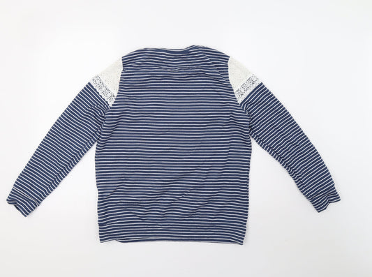 Matalan Womens White Striped Pullover Sweatshirt Size 10