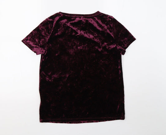 Marks and Spencer Womens Purple Velvet Basic T-Shirt Size 6