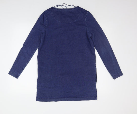 TU Womens Blue Houndstooth Jumper Dress Size 8