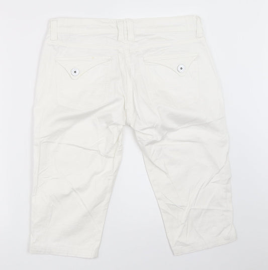 COTTON CLUB Womens White Cropped Trousers Size 40