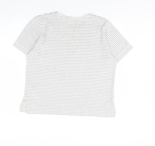Berketex Womens White Striped Basic T-Shirt Size 14