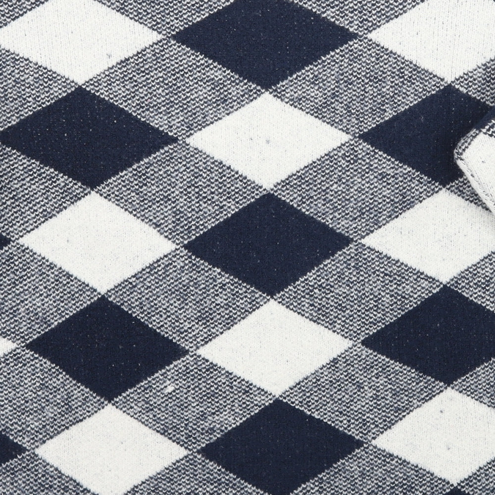 Marks and Spencer Womens Blue Check Pullover Jumper Size M