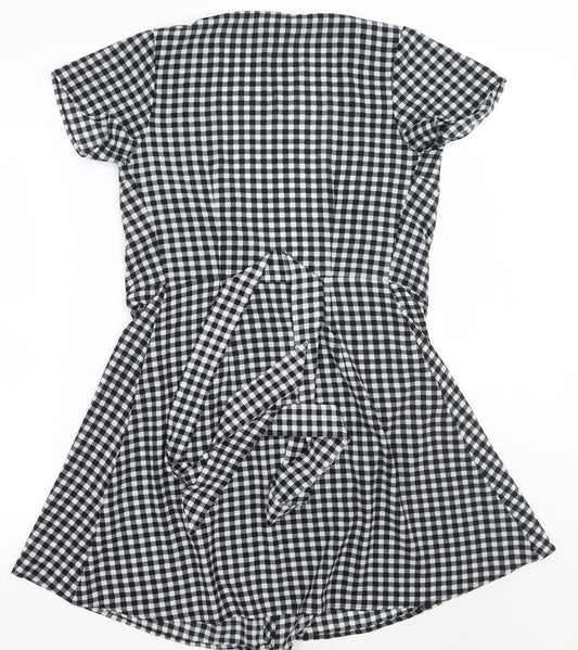 H&M Womens Black Check A-Line Size 6