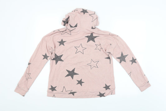 M&S Womens Pink Geometric Pullover Hoodie Size 10