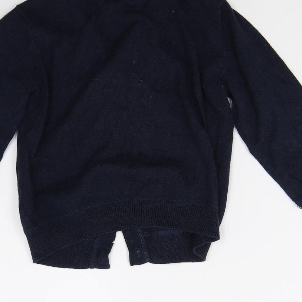 H&M Girls Blue Knit Cardigan Jumper Size 5-6 Years