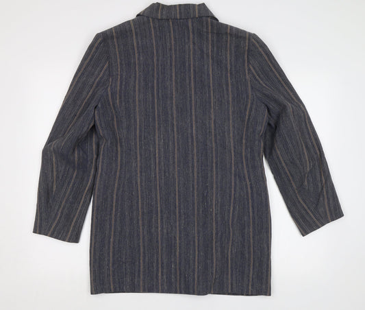 Etam Womens Blue Striped Jacket Blazer Size 12