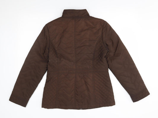 Isle Womens Brown Quilted Coat Size 10