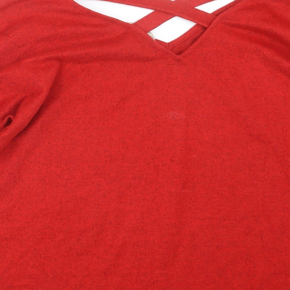F&F Womens Red Knit Pullover Jumper Size 14