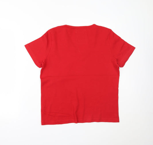 BM Womens Red Basic T-Shirt Size M