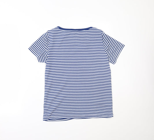 BM Womens Blue Striped Basic T-Shirt Size S