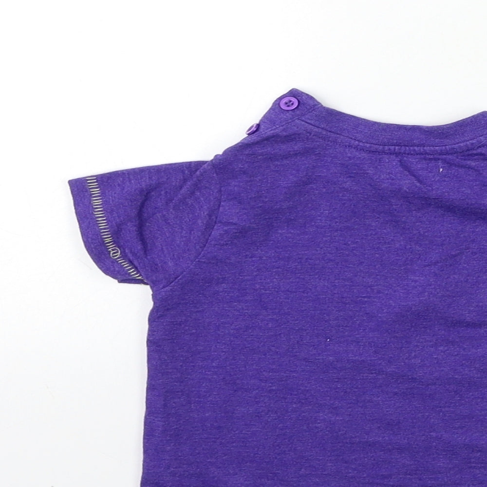 Brand and care label for Bambi Baby Purple Basic T-Shirt, size 9-12, Months