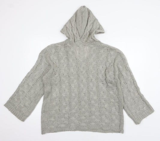 Preworn Womens Grey Knit Pullover Hoodie Size L
