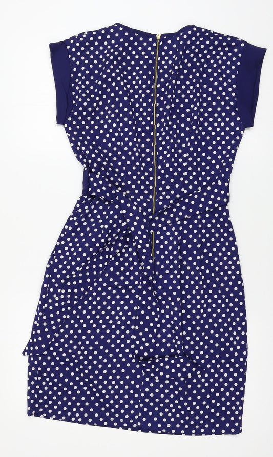 Closet Blue Womens Blue Polka Dot Shift Size 8