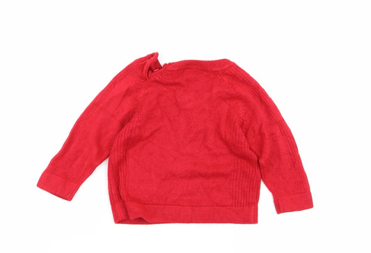 M&Co Girls Red Pullover Jumper Size 6-9 Months
