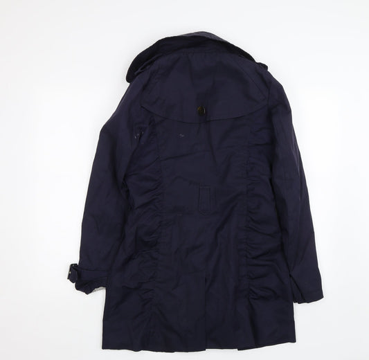 Black Rivet Womens Blue Trench Coat Coat Size S