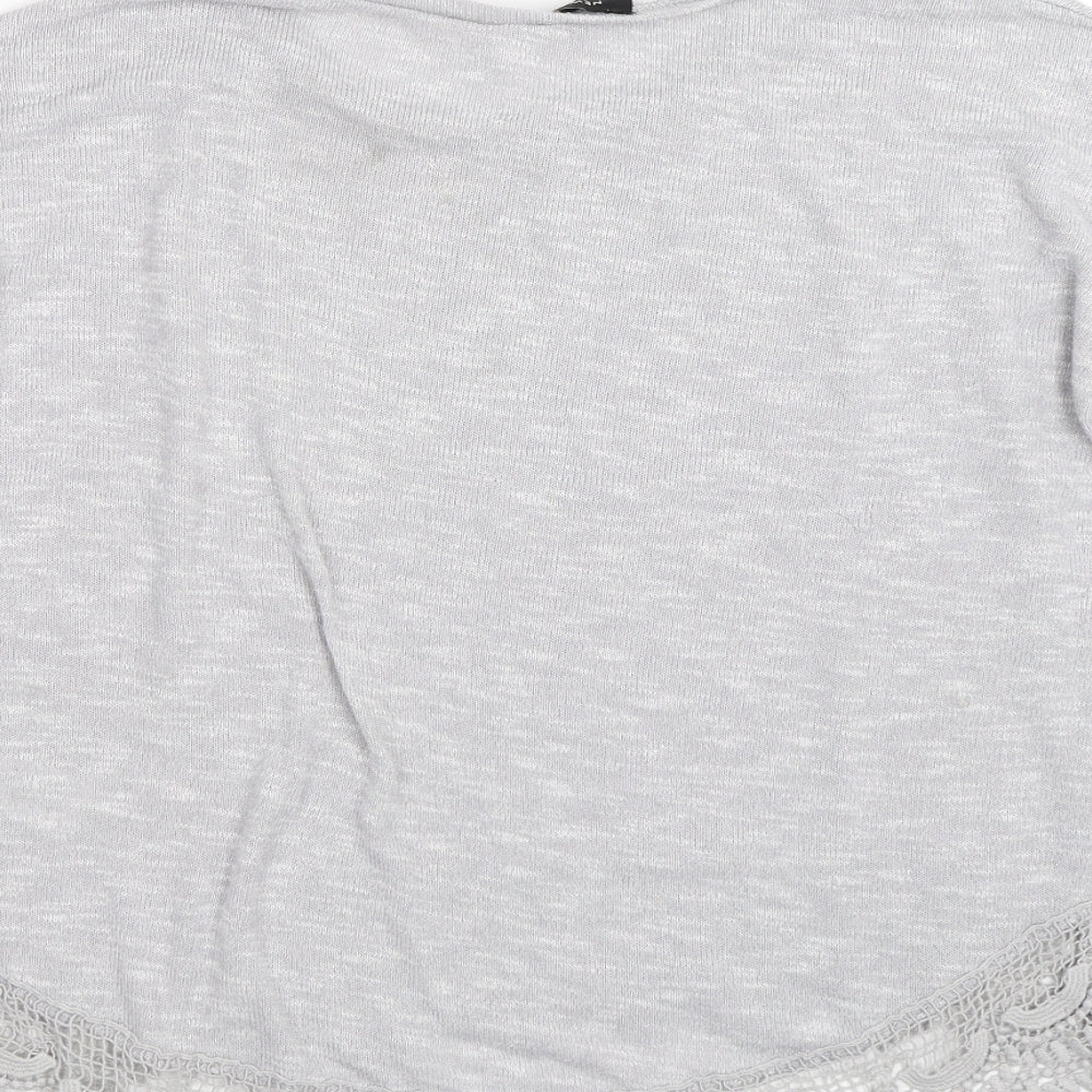 New Look Womens Grey Floral Basic T-Shirt Size 12