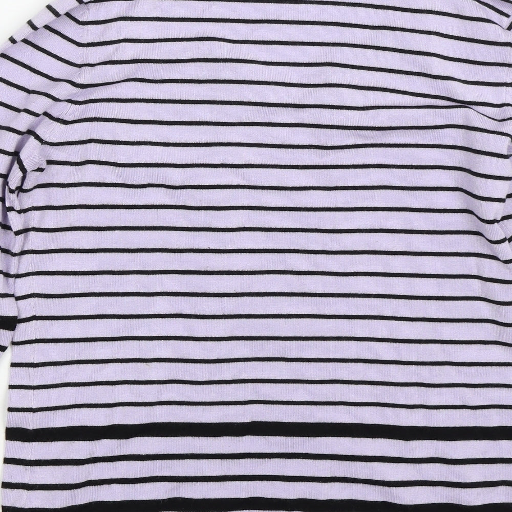 M&Co Womens Purple Striped Pullover Jumper Size 12