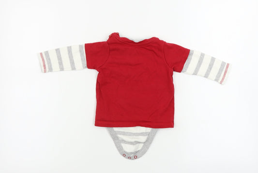George Boys Red Striped Babygrow One-Piece Size 6-9 Months