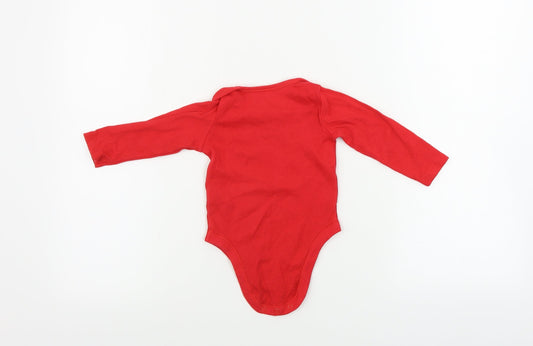 F&F Boys Red Babygrow One-Piece Size 6-9 Months - Christmas babygrow