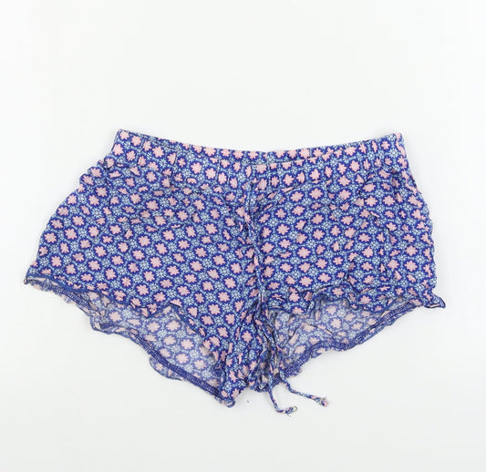 love to lounge Womens Blue Floral Cut-Off Shorts Size S