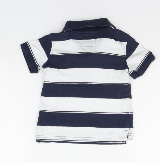 H&M Boys Blue Striped Basic Polo Size 9-12 Months