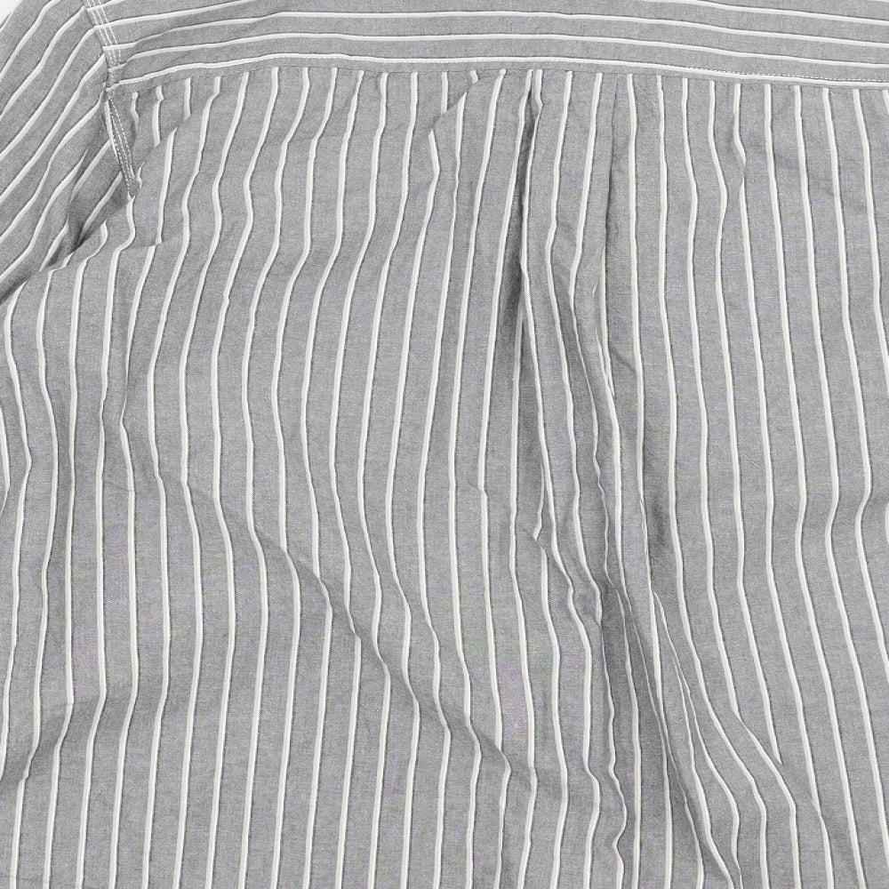 CCS Mens Grey Striped Button-Up Size L