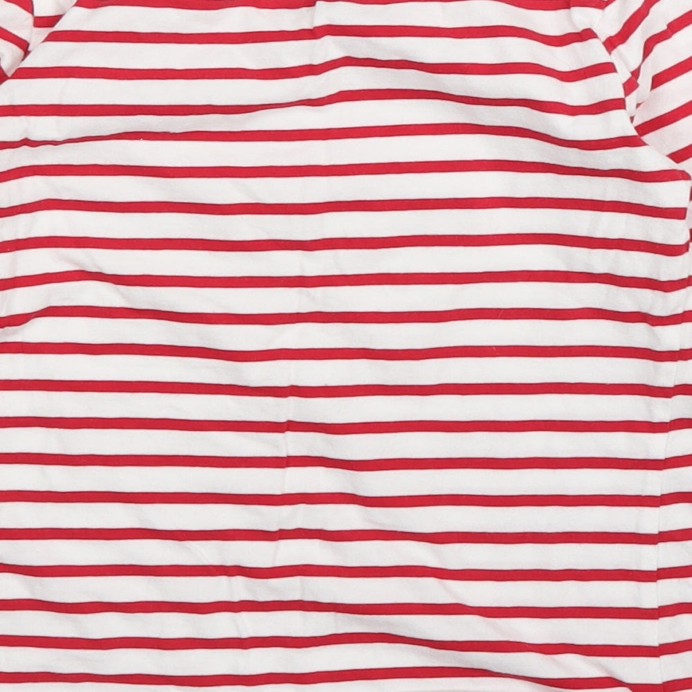 F&F Girls Red Striped Basic T-Shirt Size 7 Years