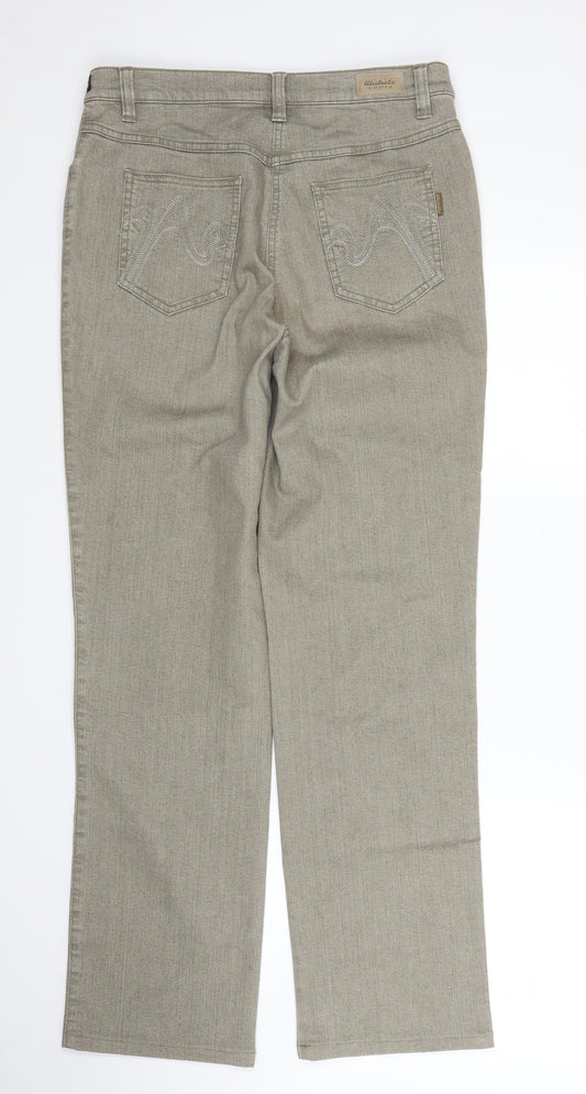 Wichele Womens Beige Denim Straight Jeans Size 14 L30 in