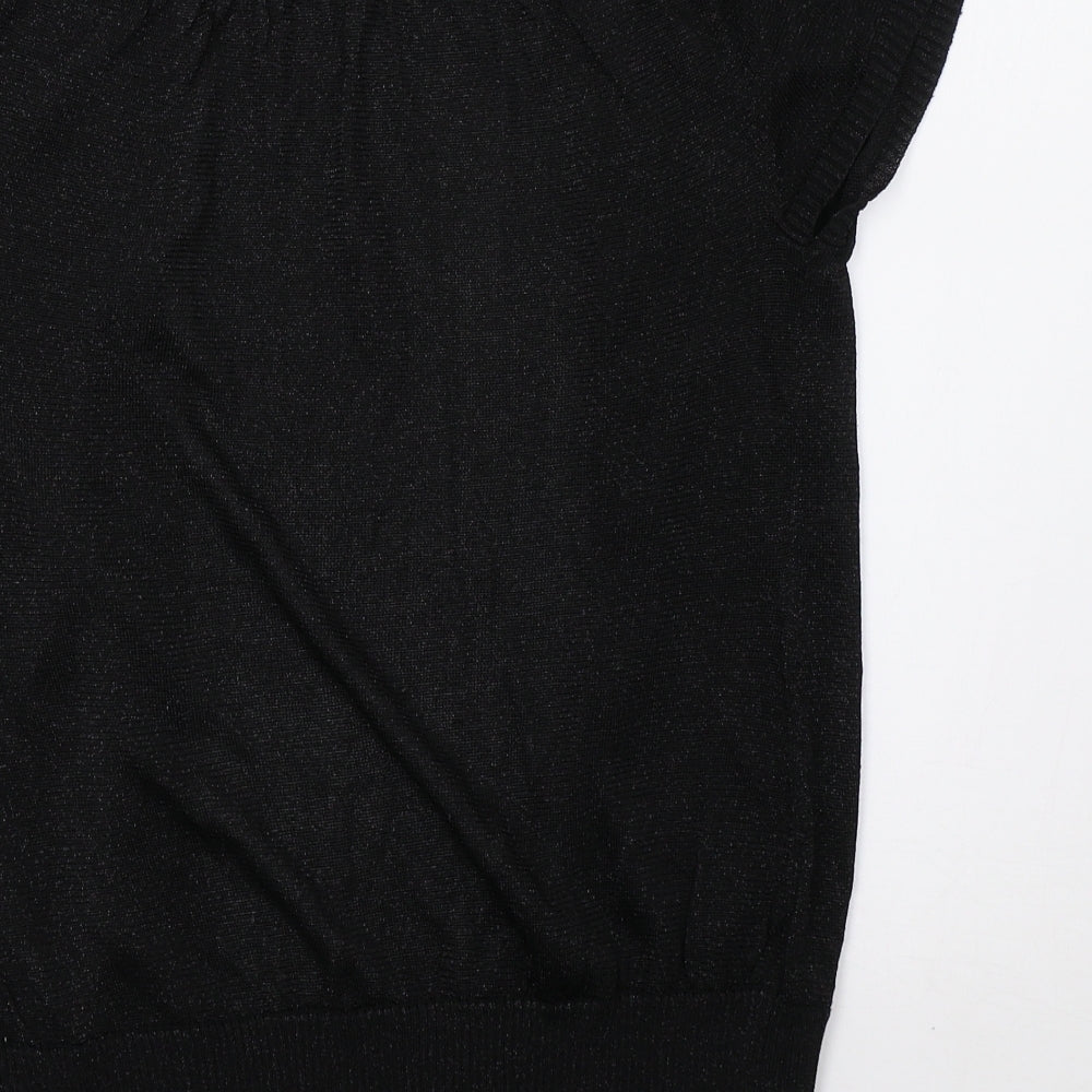 Warehouse Womens Black Mesh Cardigan Jumper Size 14