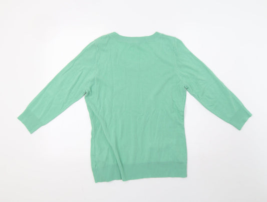 M&Co Womens Green Knit Pullover Sweatshirt Size 12