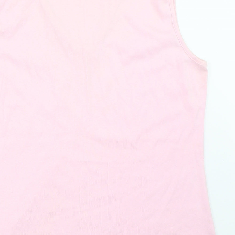 Brand and care label for Casual Club women’s pink basic tank, size UK 16
