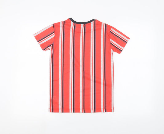 George Boys Orange Striped Basic T-Shirt Size 7-8 Years
