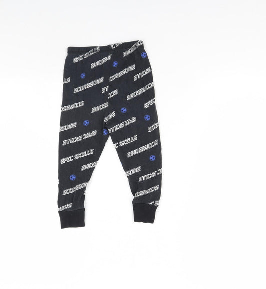 George Boys Black Solid Pyjama Pants Size 2 Years - Football
